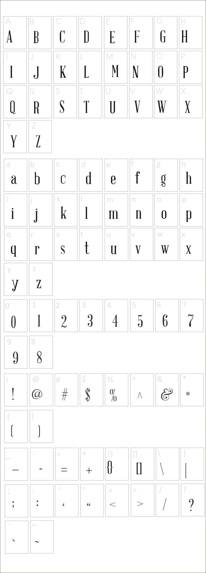 Abraham Lincoln Font Characters Map