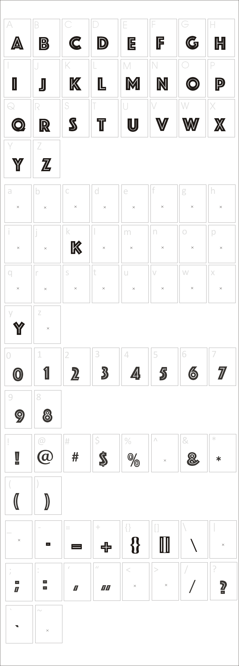 Archia Font Characters Map