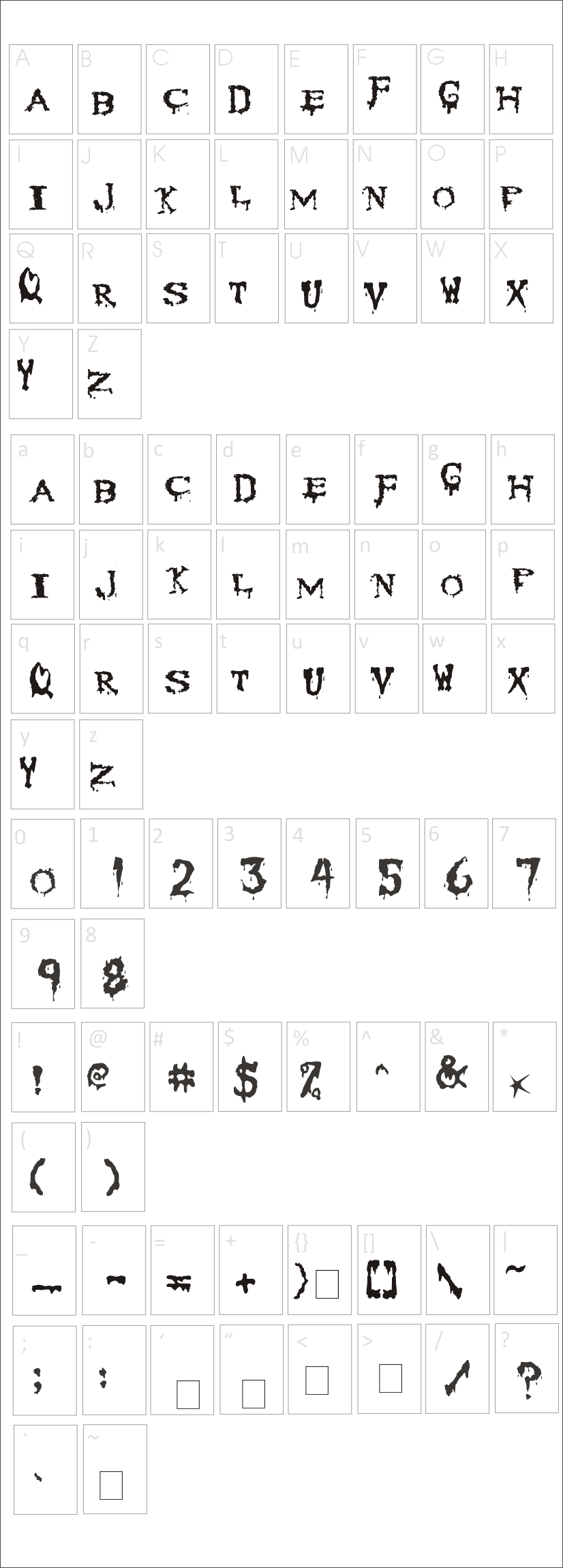 Cannibal Corpse Font Characters Map