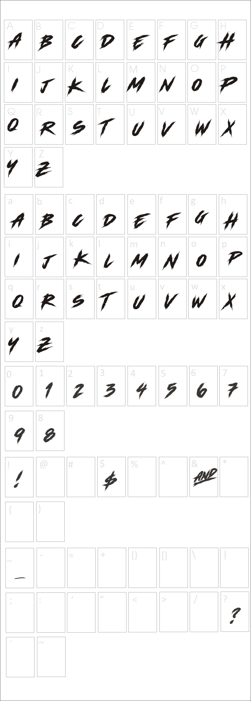 Horseman Font Family Characters Map