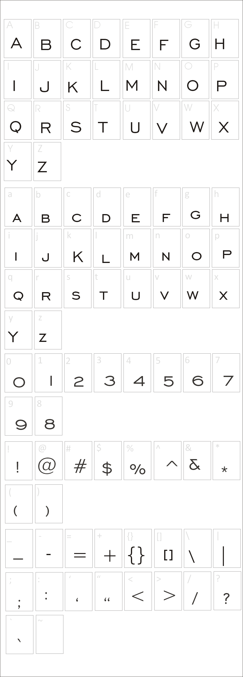 John Deere Font Characters Map