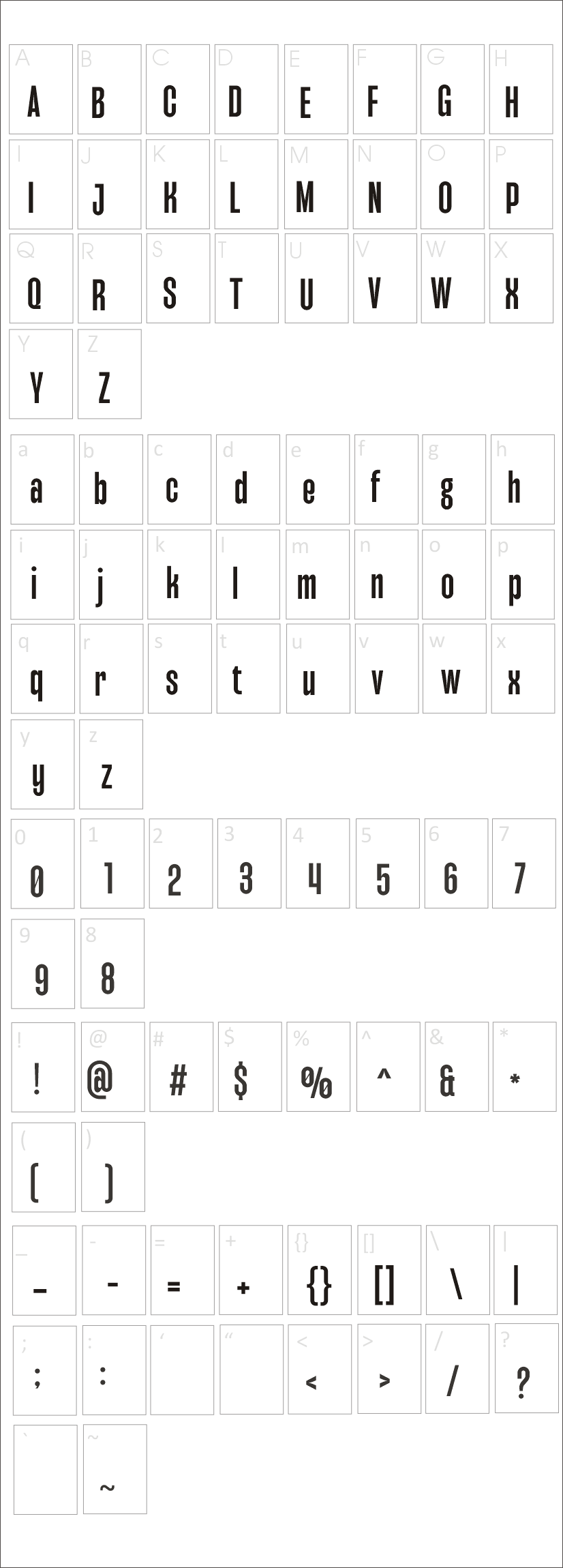 Maigury Demo Font Characters Map