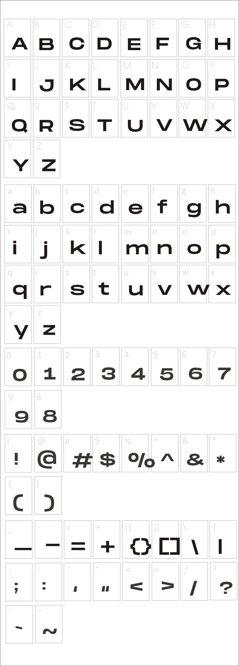 Monument Extended Font Family Characters Map