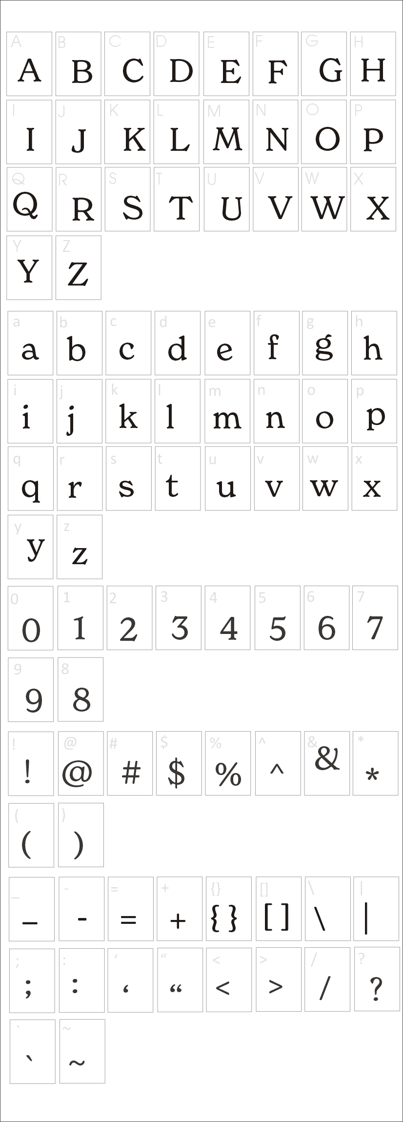 New Spirit Font Family Characters Map