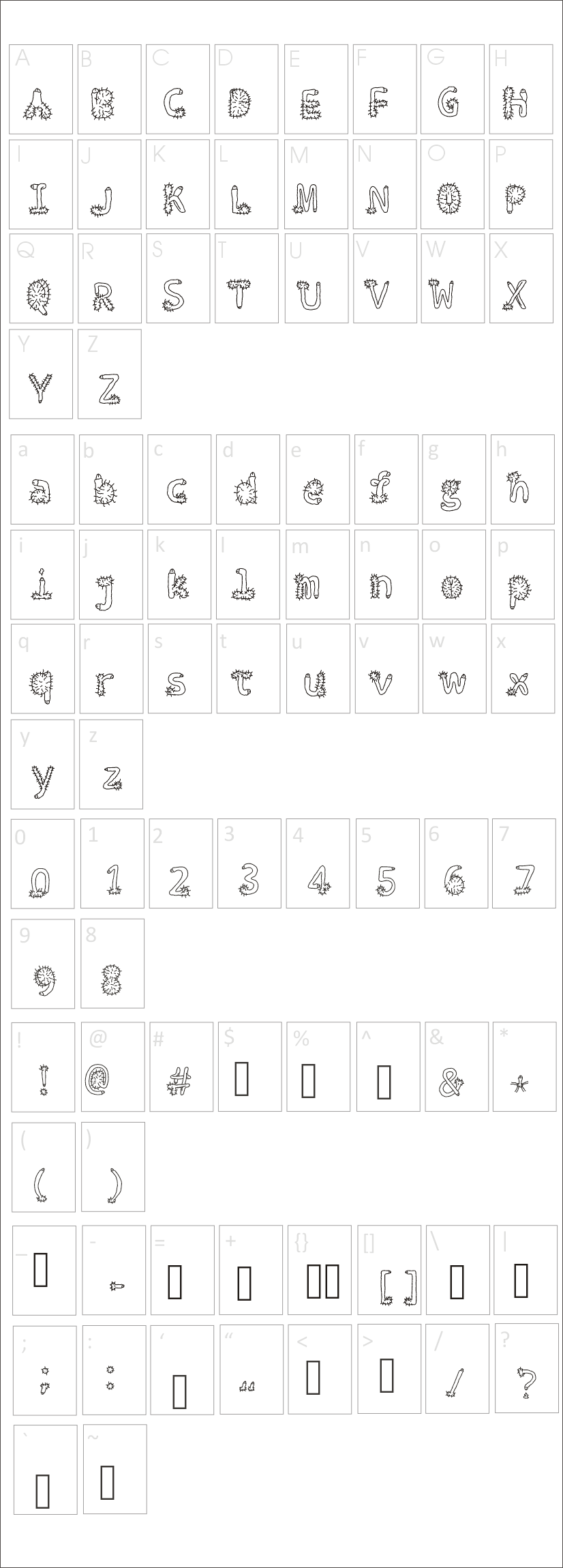 Penis Font Characters Map
