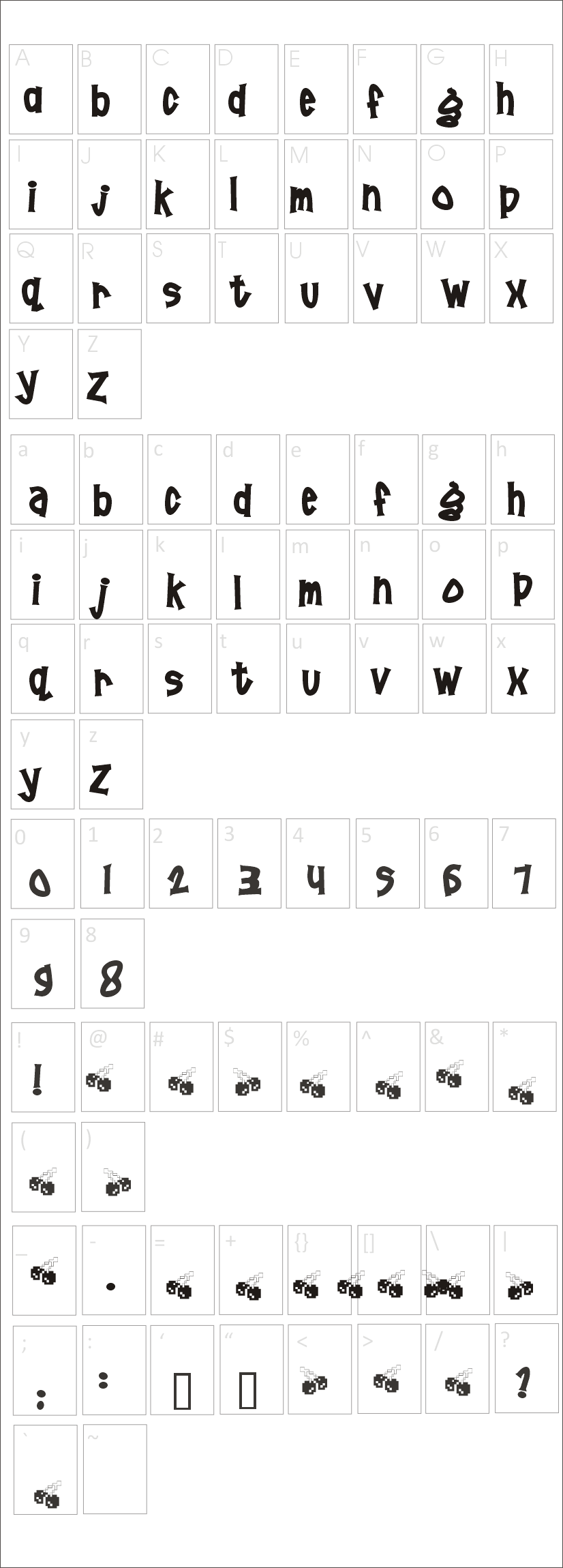 Pornhut Font Characters Map