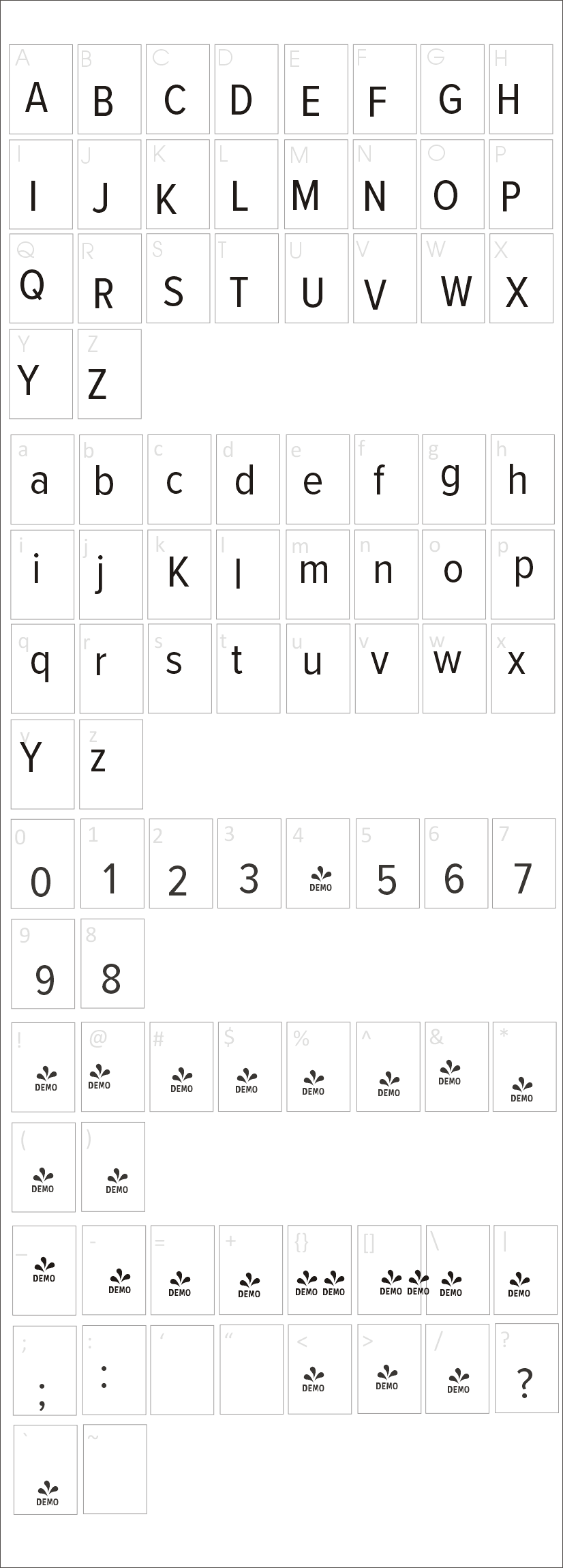 Proxima Nova Font Characters Map