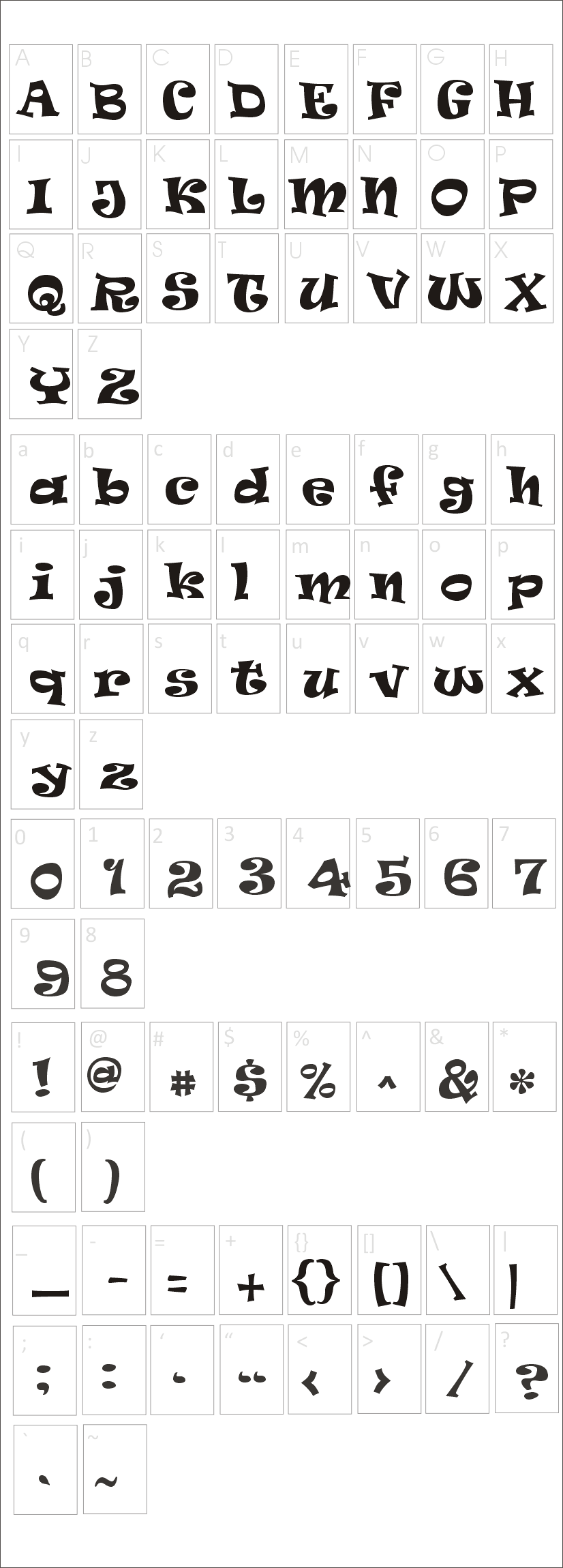 Ravie Font Characters Map