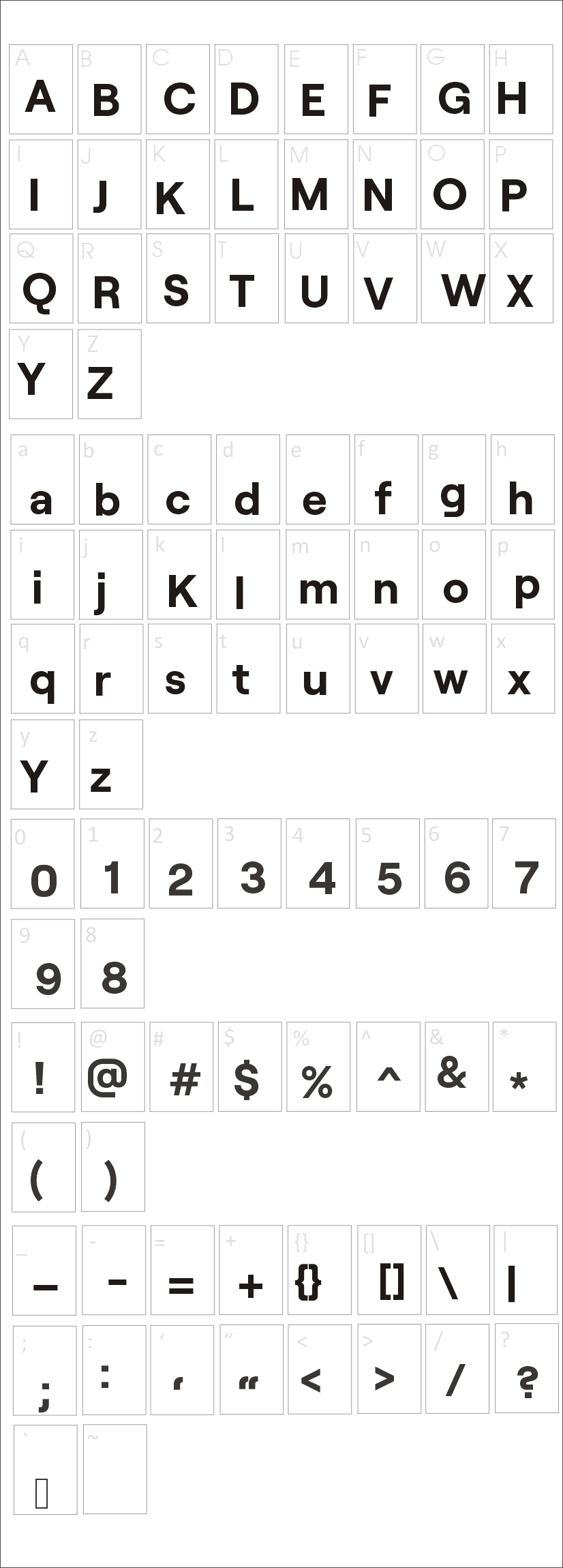 Roobert Font Family Characters Map