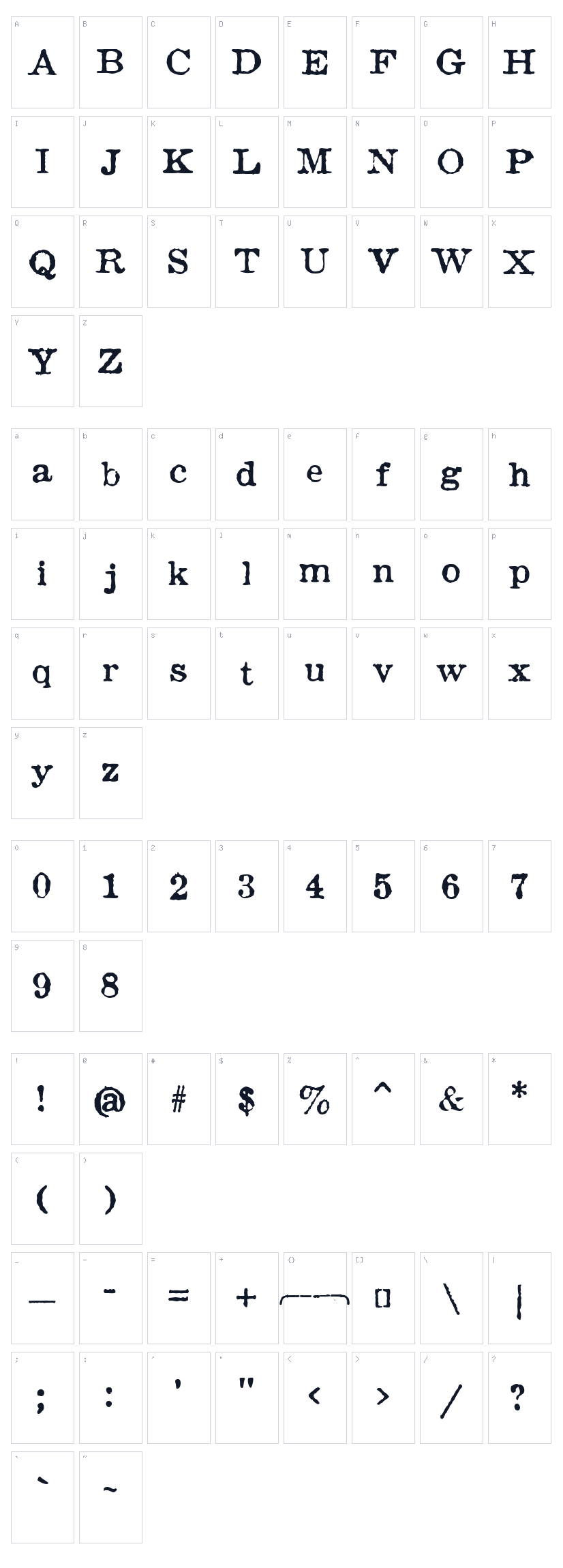 Fishwrapper Character Map