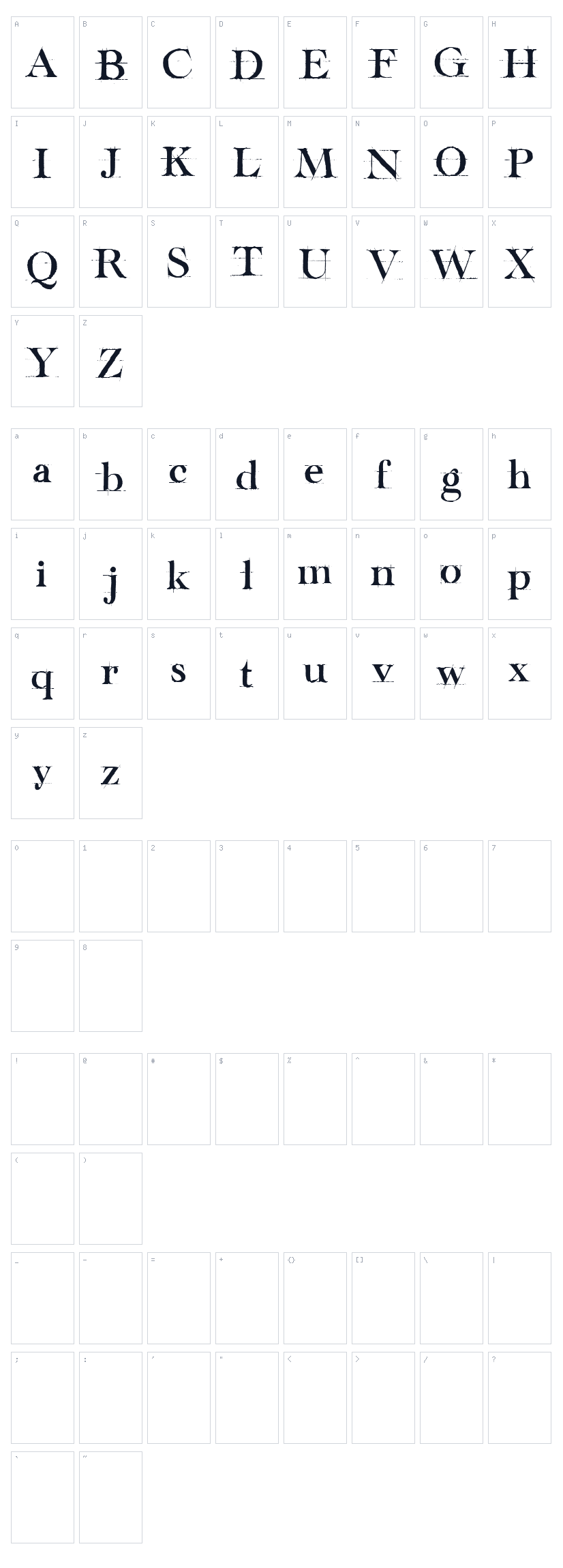 Handwriting Draft Character Map