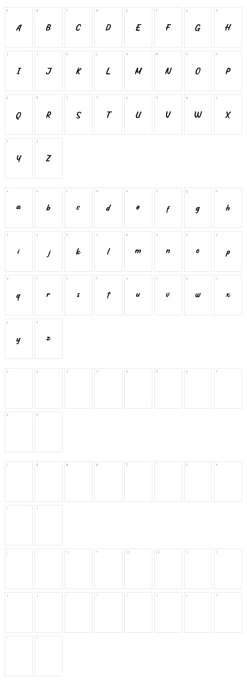 Hoffers Script Character Map