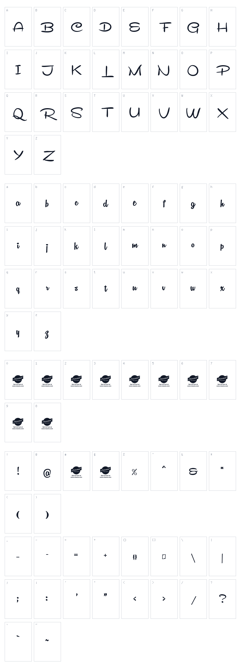 Remachine Script Character Map