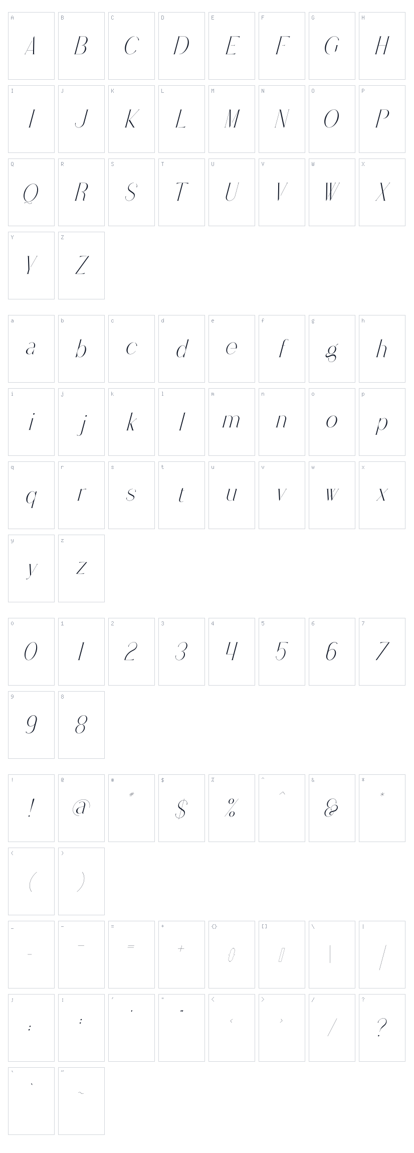 Eyesome Script Character Map