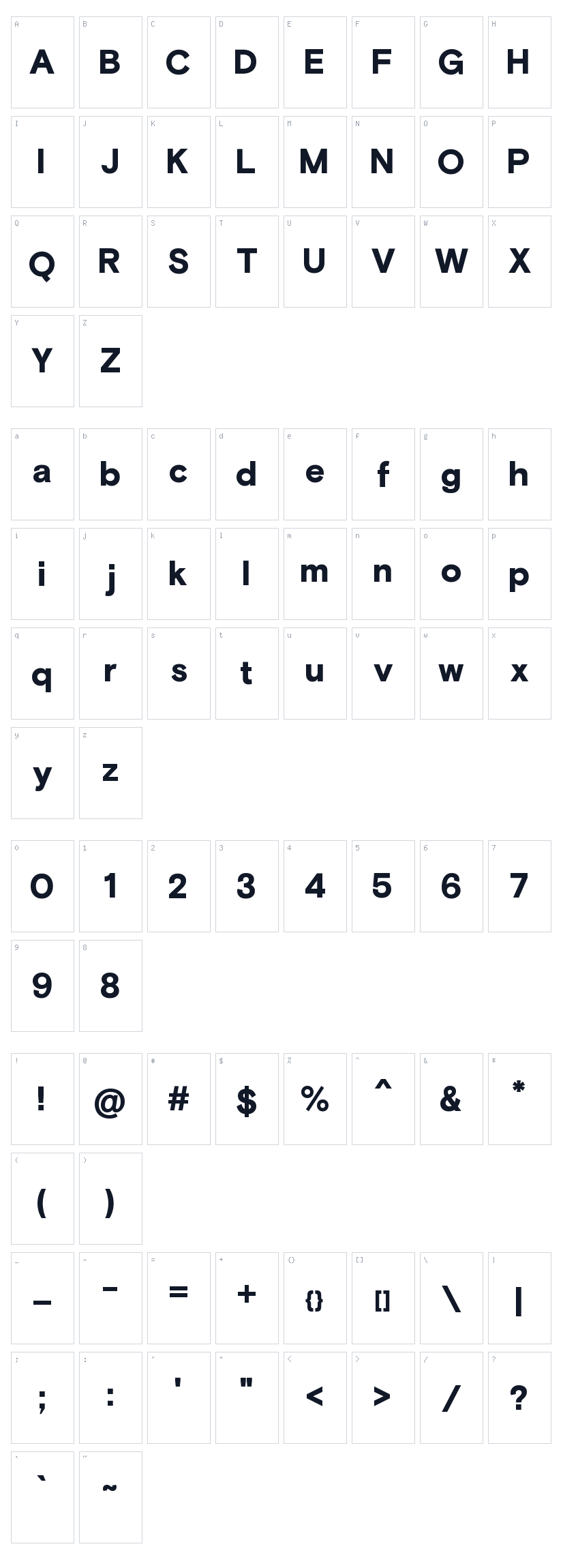 Basis Grotesque PRO Family Character Map