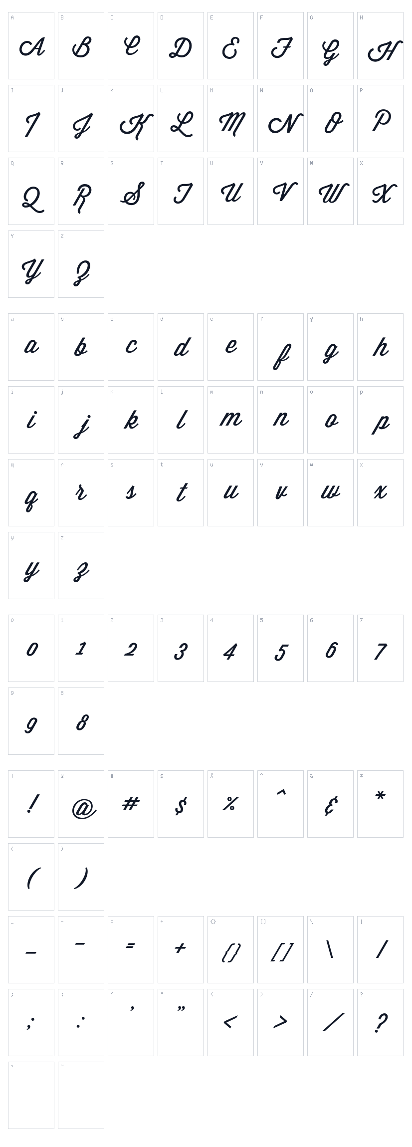 Wisdom Script Character Map