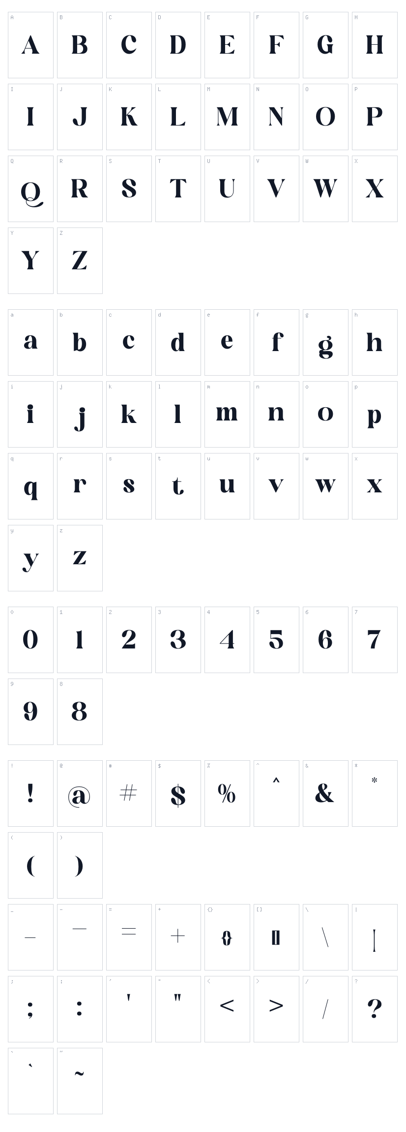 Mogilte Character Map